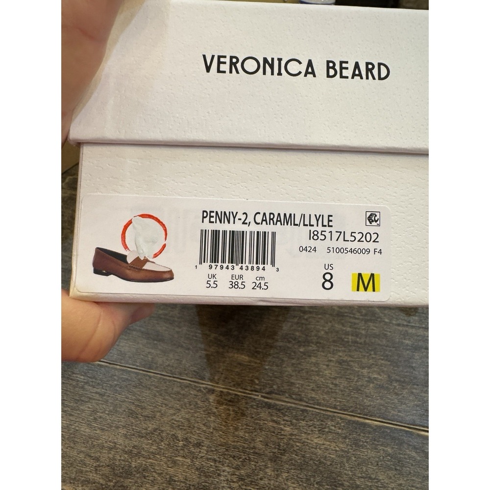 Veronica Beard Penny-2 leather loafers in a two-tone caramel and lily Size 8 - Picture 9 of 11